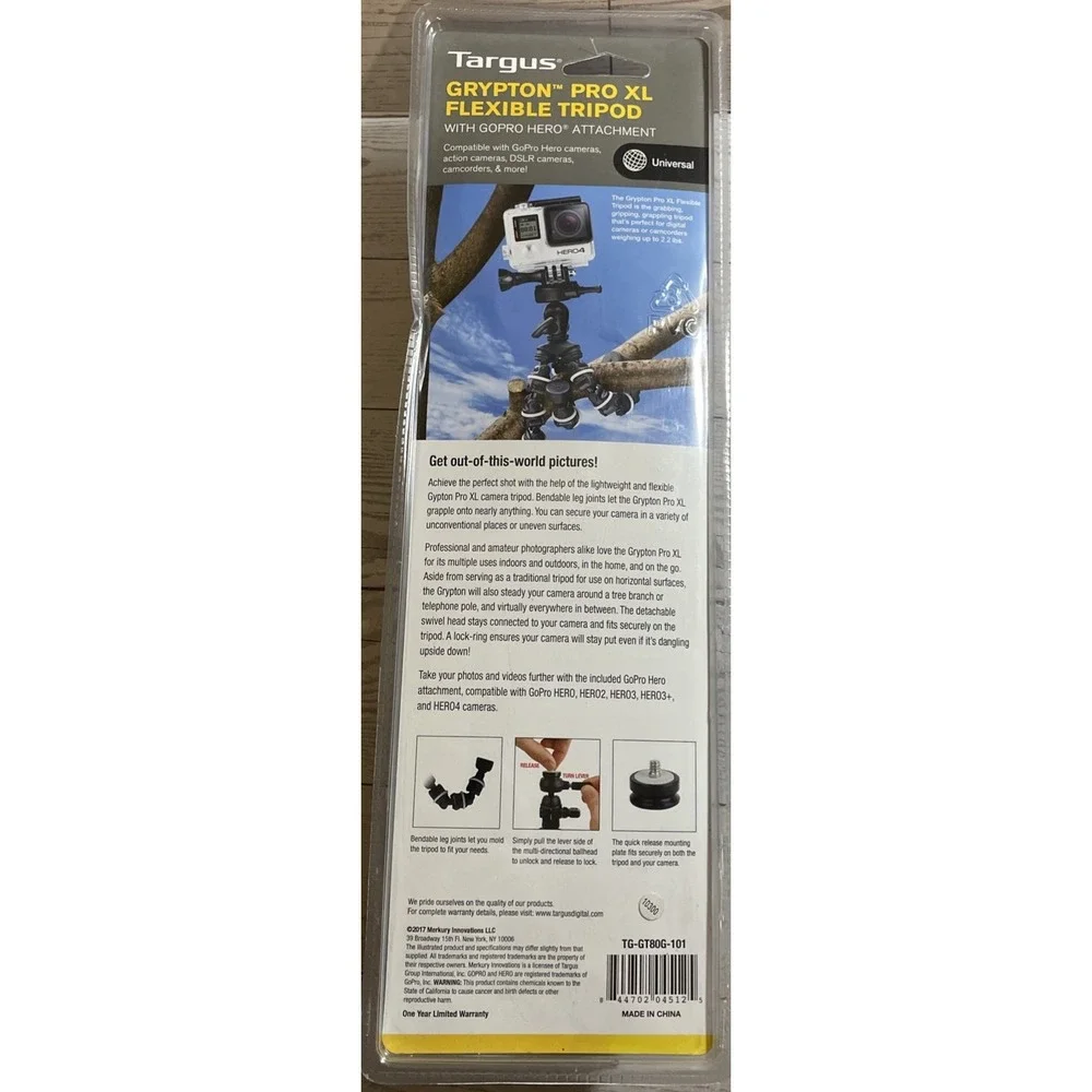 Targus Grypton Pro XL Flexible Tripod‎ with GoPro Hero Attachment TG-GT80G-101